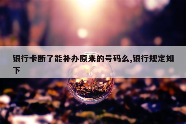 银行卡断了能补办原来的号码么,银行规定如下