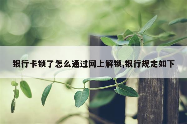 银行卡锁了怎么通过网上解锁,银行规定如下