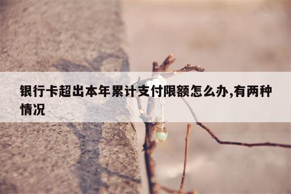 银行卡超出本年累计支付限额怎么办,有两种情况