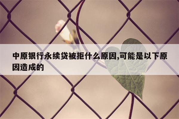 中原银行永续贷被拒什么原因,可能是以下原因造成的