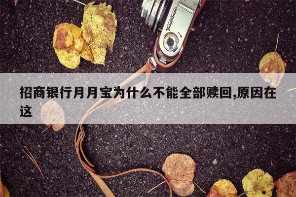 招商银行月月宝为什么不能全部赎回,原因在这