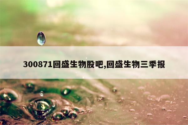 300871回盛生物股吧,回盛生物三季报