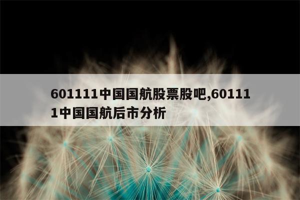 601111中国国航股票股吧,601111中国国航后市分析