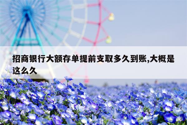 招商银行大额存单提前支取多久到账,大概是这么久