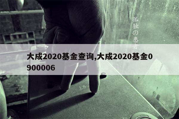 大成2020基金查询,大成2020基金0900006