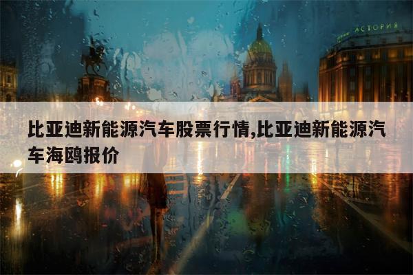 比亚迪新能源汽车股票行情,比亚迪新能源汽车海鸥报价