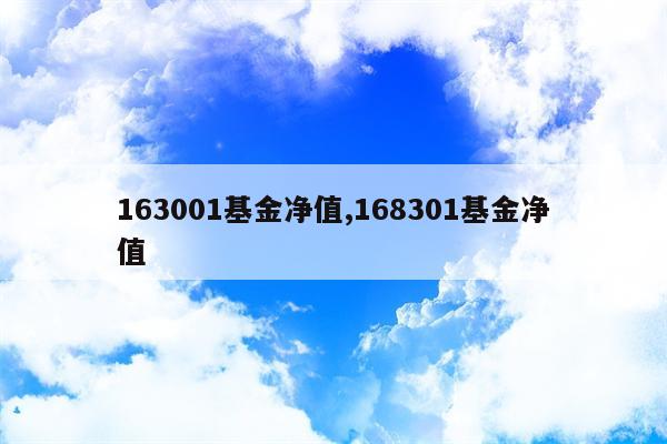 163001基金净值,168301基金净值