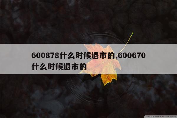 600878什么时候退市的,600670什么时候退市的