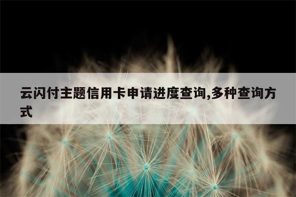 云闪付主题信用卡申请进度查询,多种查询方式