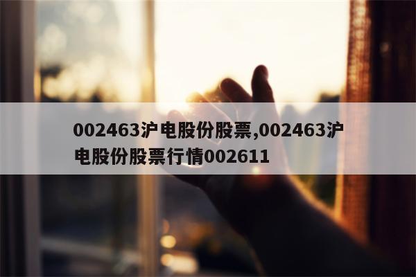 002463沪电股份股票,002463沪电股份股票行情002611