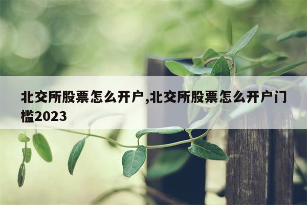 北交所股票怎么开户,北交所股票怎么开户门槛2023