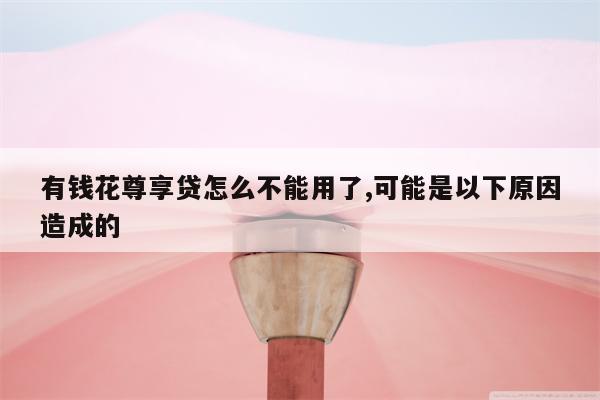 有钱花尊享贷怎么不能用了,可能是以下原因造成的