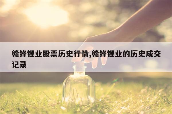 赣锋锂业股票历史行情,赣锋锂业的历史成交记录