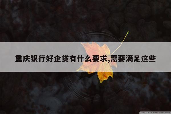 重庆银行好企贷有什么要求,需要满足这些