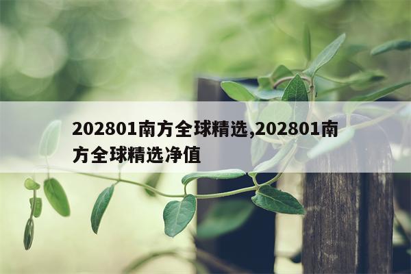 202801南方全球精选,202801南方全球精选净值