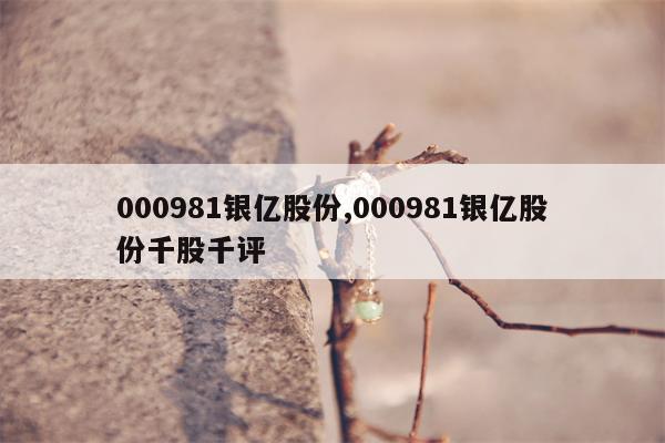 000981银亿股份,000981银亿股份千股千评