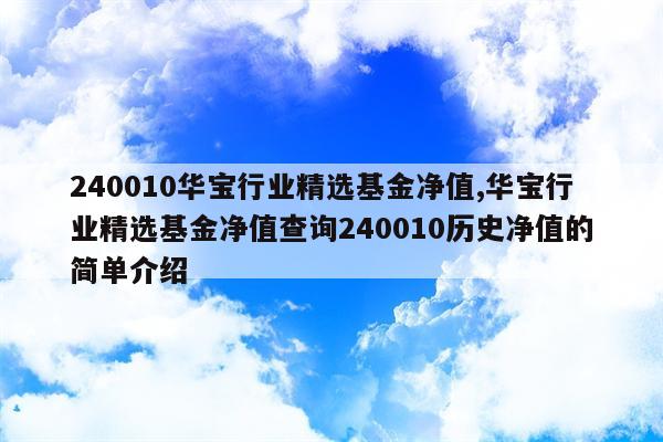 240010华宝行业精选基金净值,华宝行业精选基金净值查询240010历史净值的简单介绍