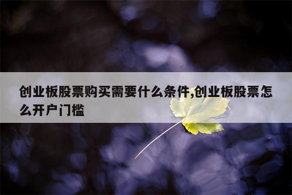 创业板股票购买需要什么条件,创业板股票怎么开户门槛