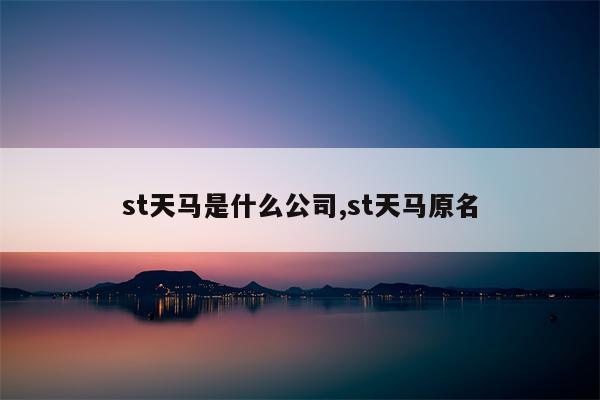 st天马是什么公司,st天马原名