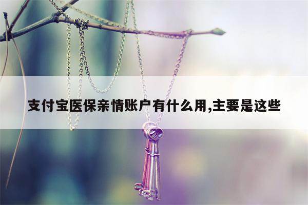 支付宝医保亲情账户有什么用,主要是这些