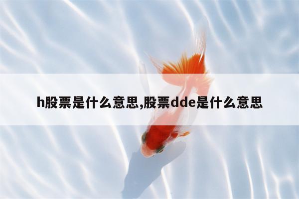 h股票是什么意思,股票dde是什么意思