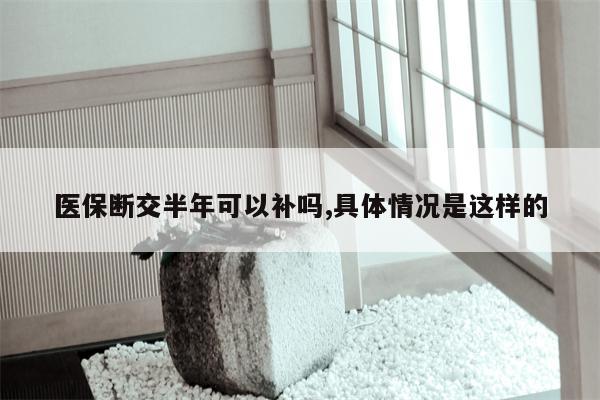 医保断交半年可以补吗,具体情况是这样的