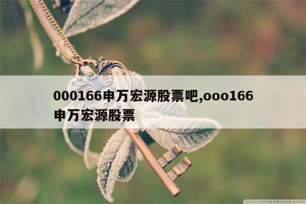 000166申万宏源股票吧,ooo166申万宏源股票