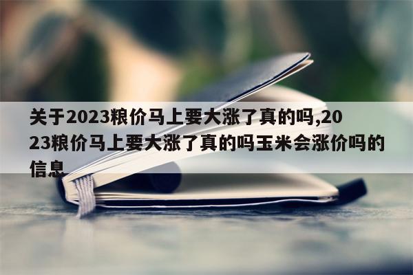 关于2023粮价马上要大涨了真的吗,2023粮价马上要大涨了真的吗玉米会涨价吗的信息