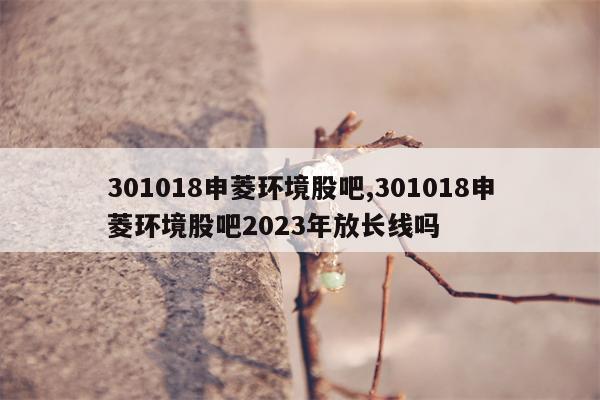 301018申菱环境股吧,301018申菱环境股吧2023年放长线吗