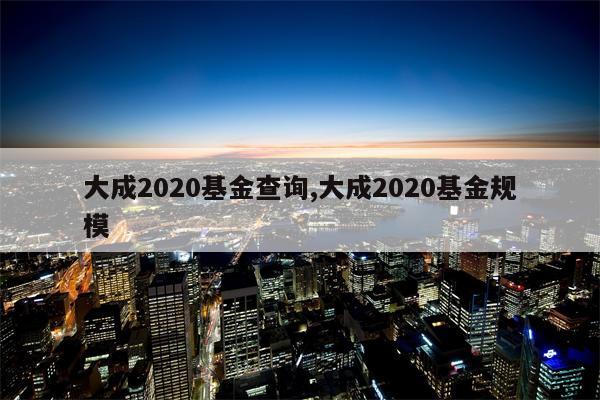 大成2020基金查询,大成2020基金规模