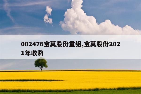 002476宝莫股份重组,宝莫股份2021年收购