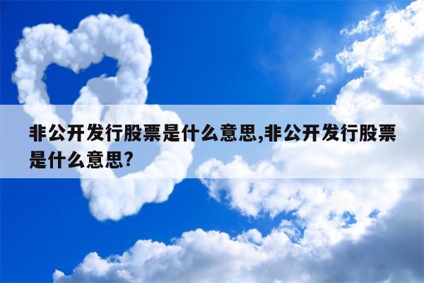 非公开发行股票是什么意思,非公开发行股票是什么意思?