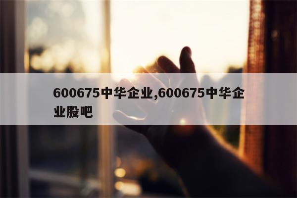 600675中华企业,600675中华企业股吧