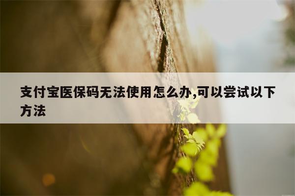 支付宝医保码无法使用怎么办,可以尝试以下方法