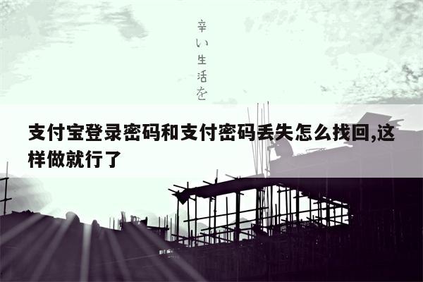 支付宝登录密码和支付密码丢失怎么找回,这样做就行了