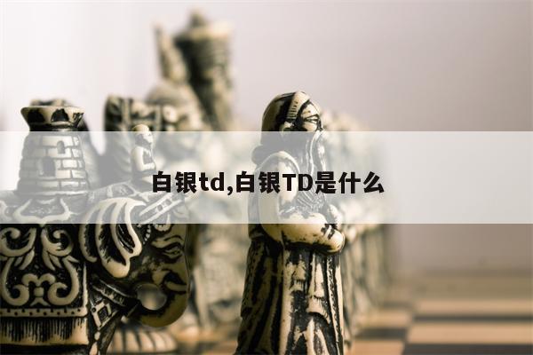 白银td,白银TD是什么